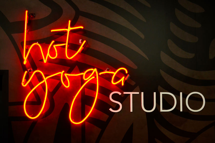 Hot yoga studio neon sign