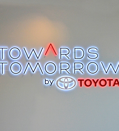 Towards tomorrow, sign by Toyota